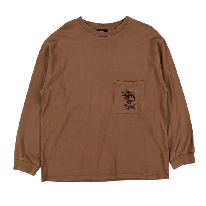 STUSSY TOP FORM EMBROIDERED POCKET LONGSLEEVE (M)