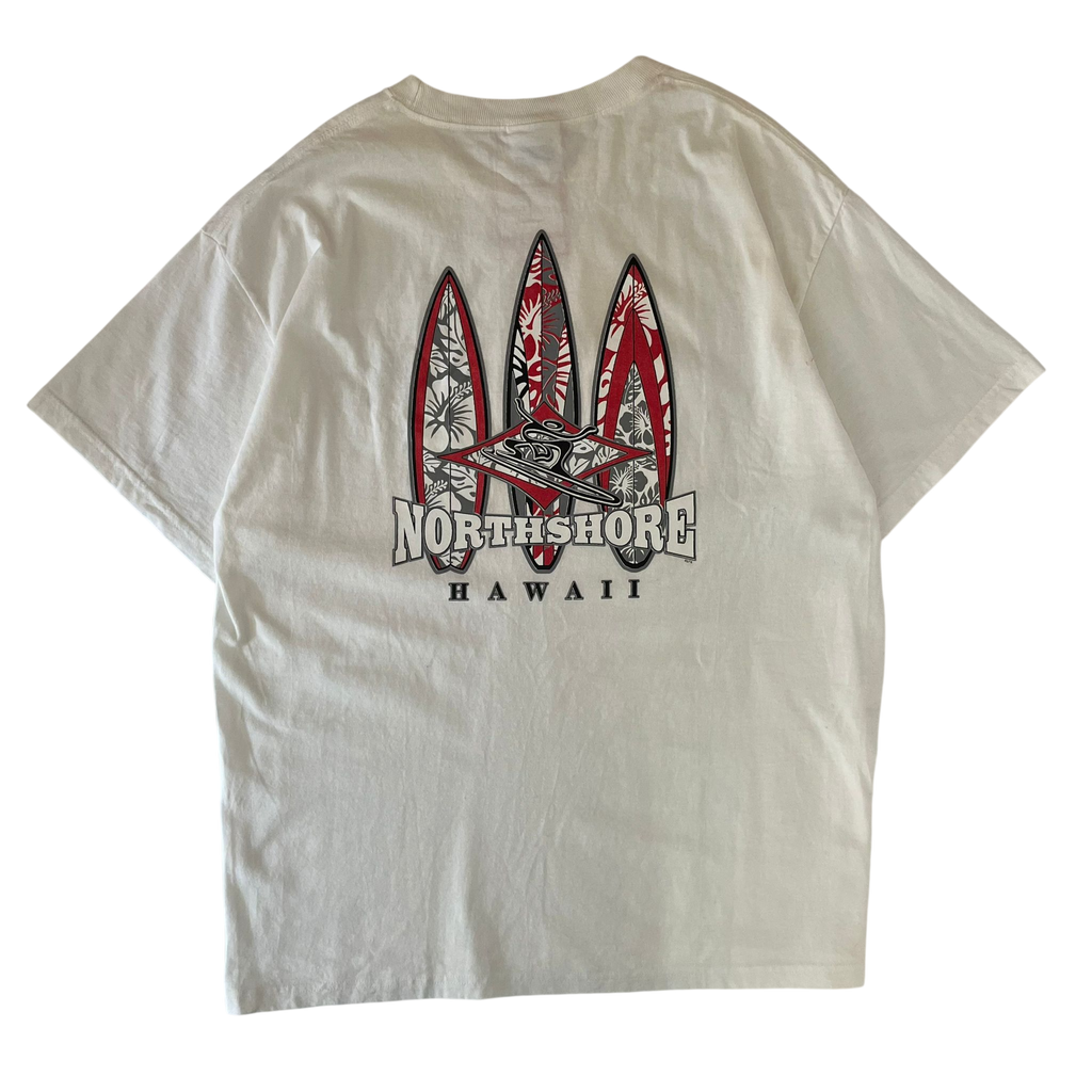 NORTH SHORE HAWAII RED SURFBOARD DESIGN TEE (L)