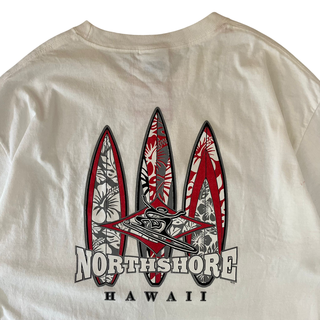 NORTH SHORE HAWAII RED SURFBOARD DESIGN TEE (L)
