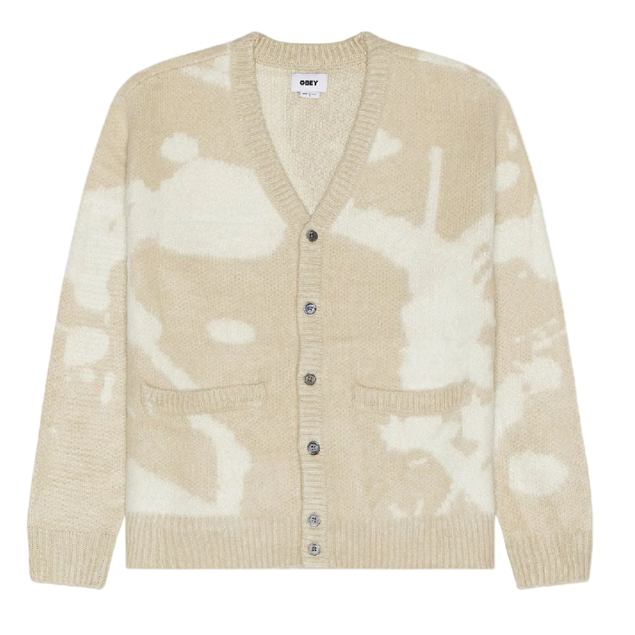 OBEY LUKA SPLATTER KNIT CARDIGAN (L)