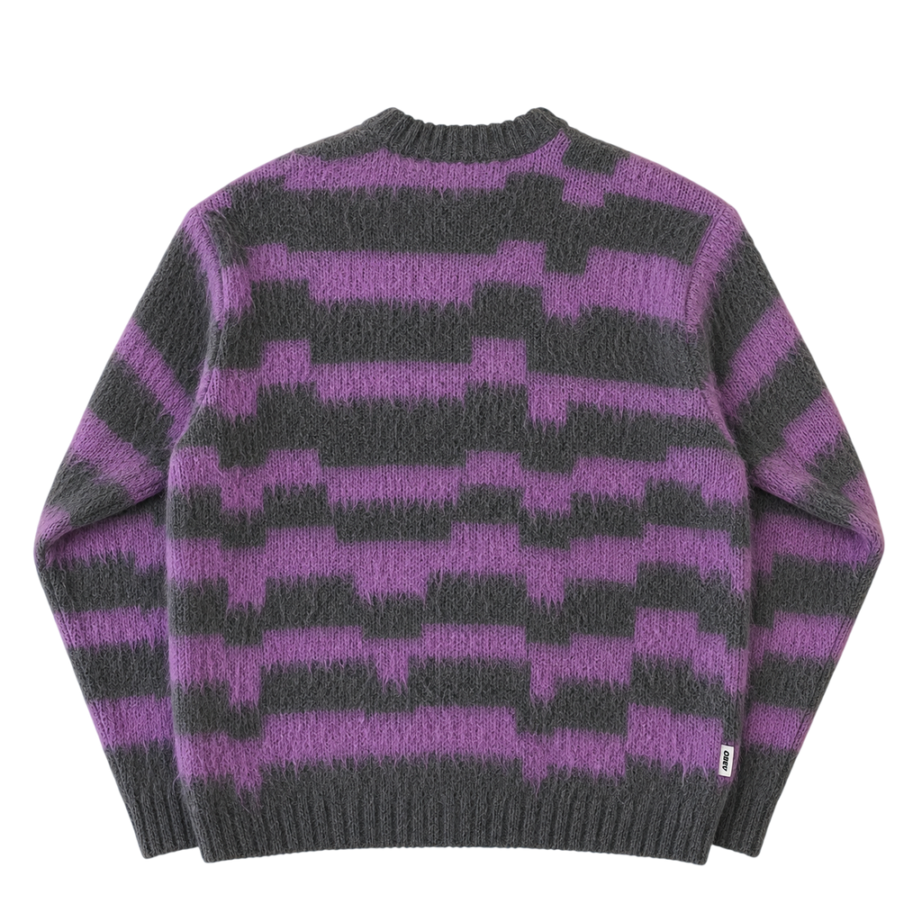 OBEY TWO TONE STRIPED FUZZY KNIT SWEATER (S)