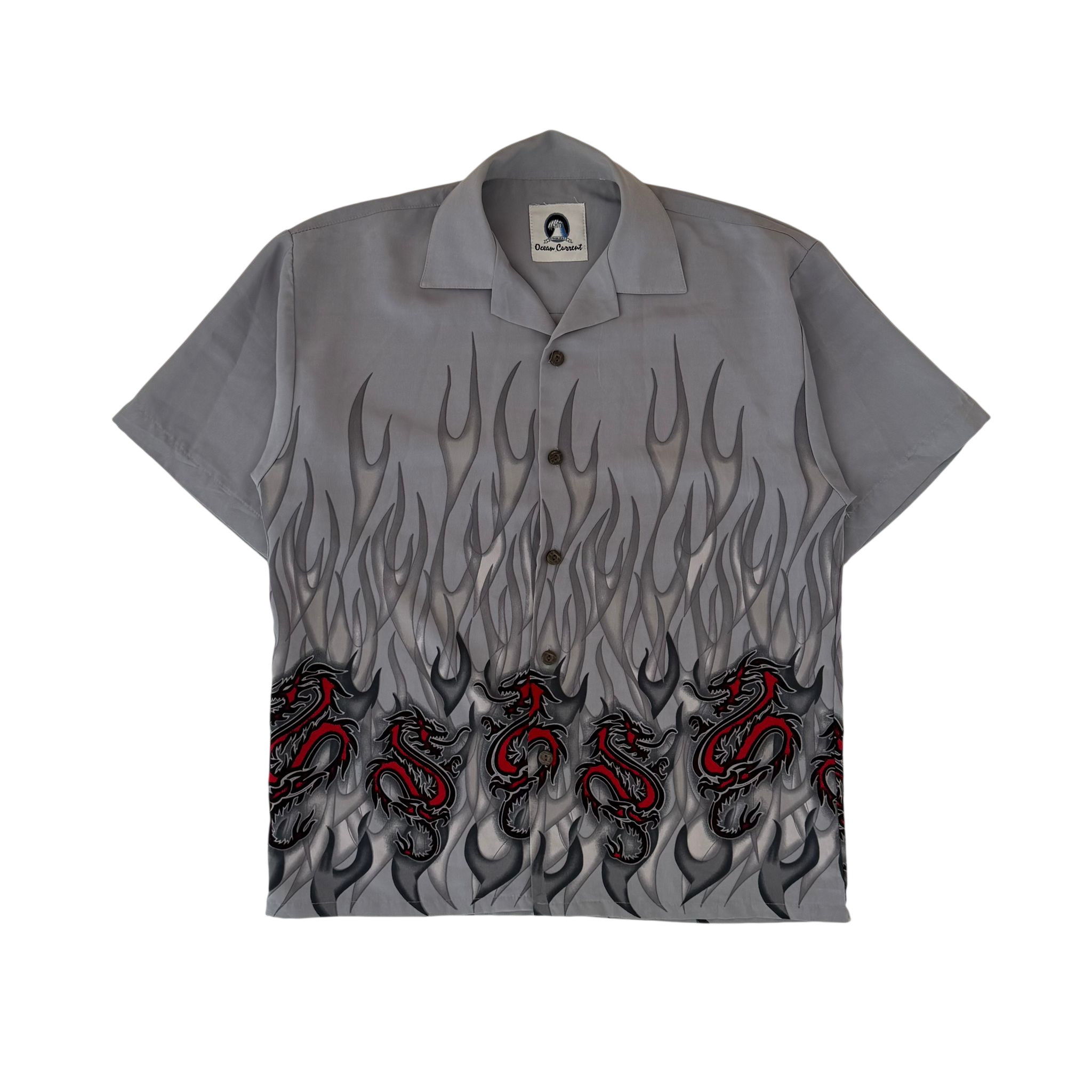 OCEAN CURRENT GRAPHIC DRAGON FLAMES SHIRT (S)