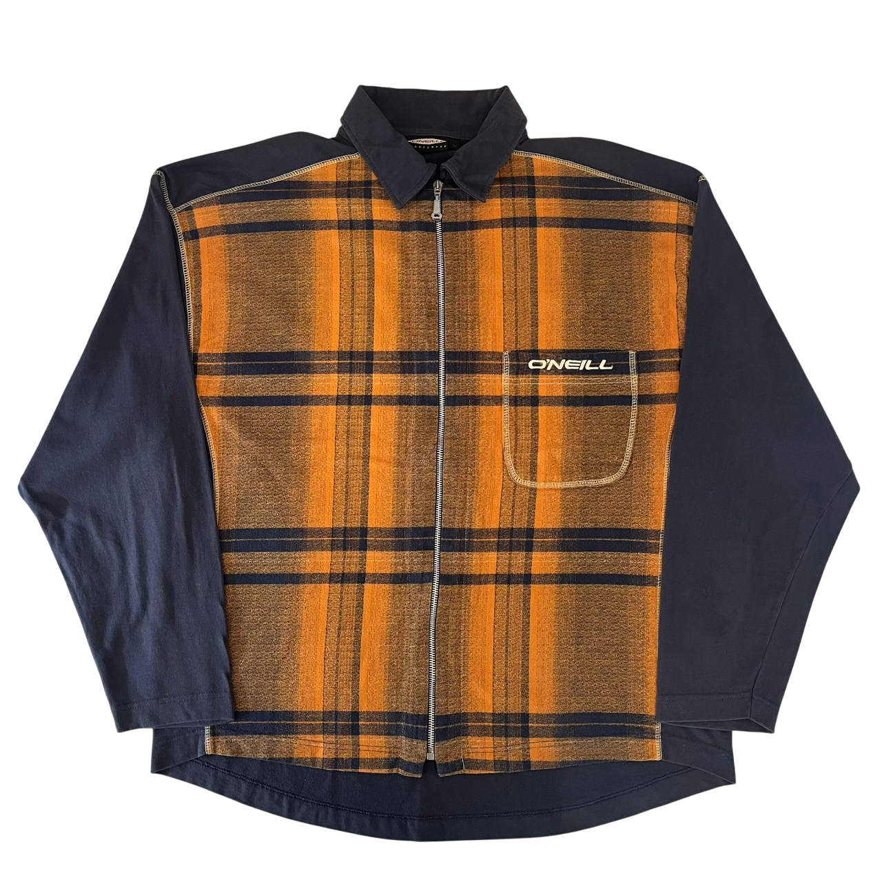 O'NEILL PLAID FLEECE ZIP-UP SHIRT (L)