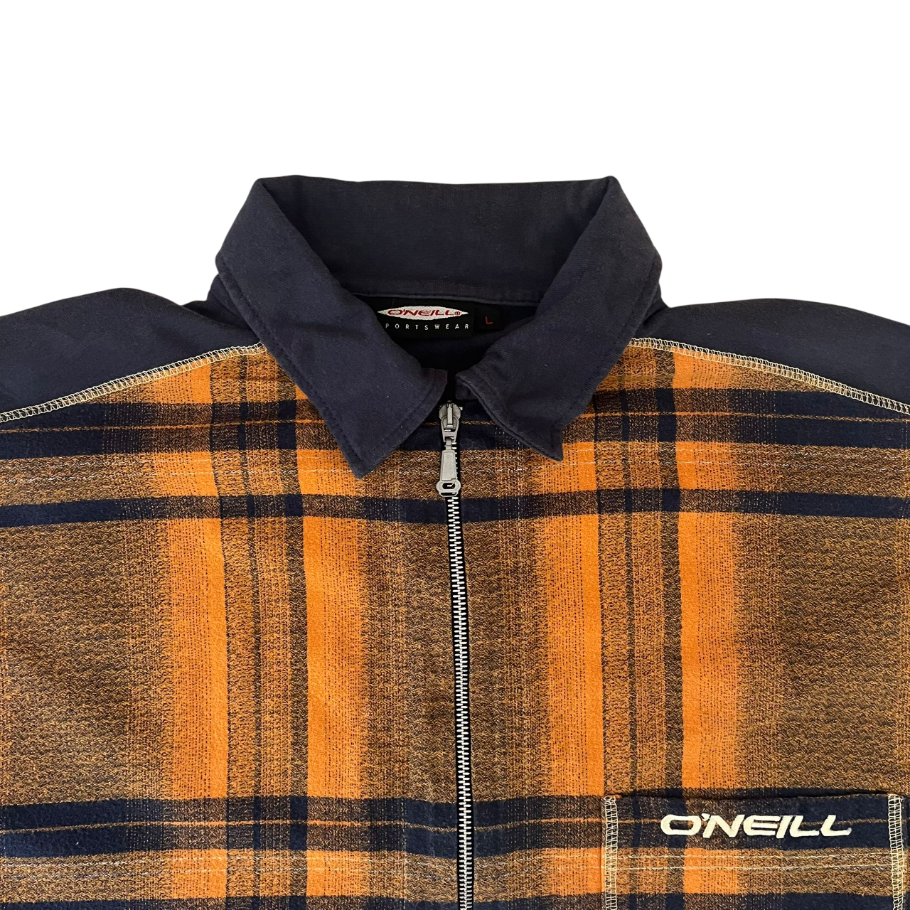 O'NEILL PLAID FLEECE ZIP-UP SHIRT (L)