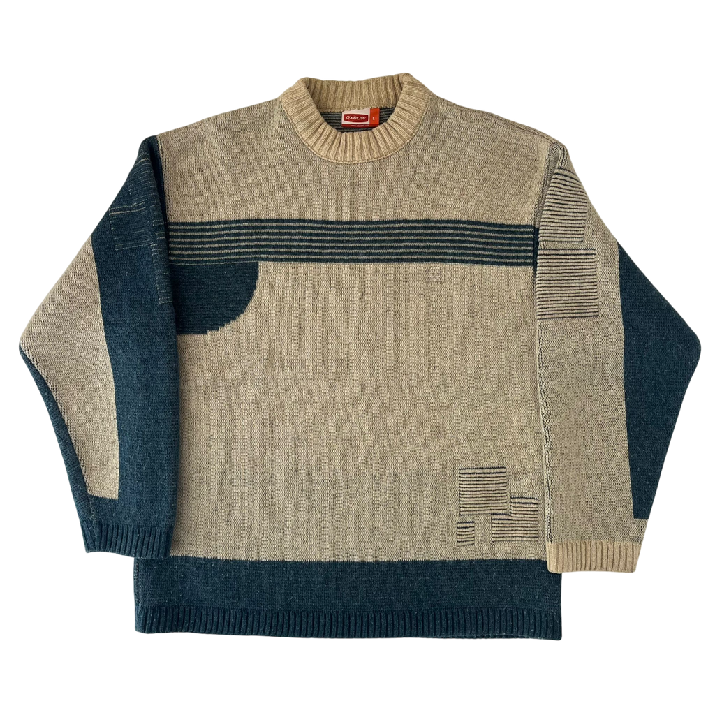 OXBOW 90S PATTERN HEAVY KNIT SWEATER (L)