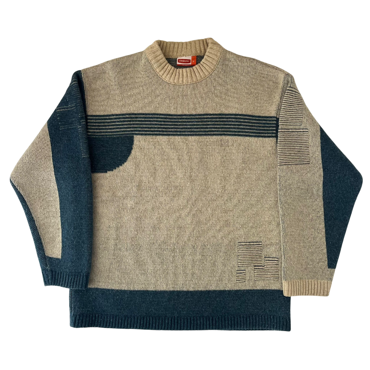 OXBOW 90S PATTERN HEAVY KNIT SWEATER (L)