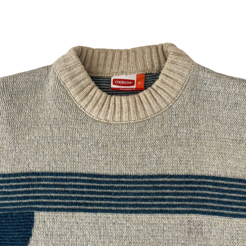 OXBOW 90S PATTERN HEAVY KNIT SWEATER (L)