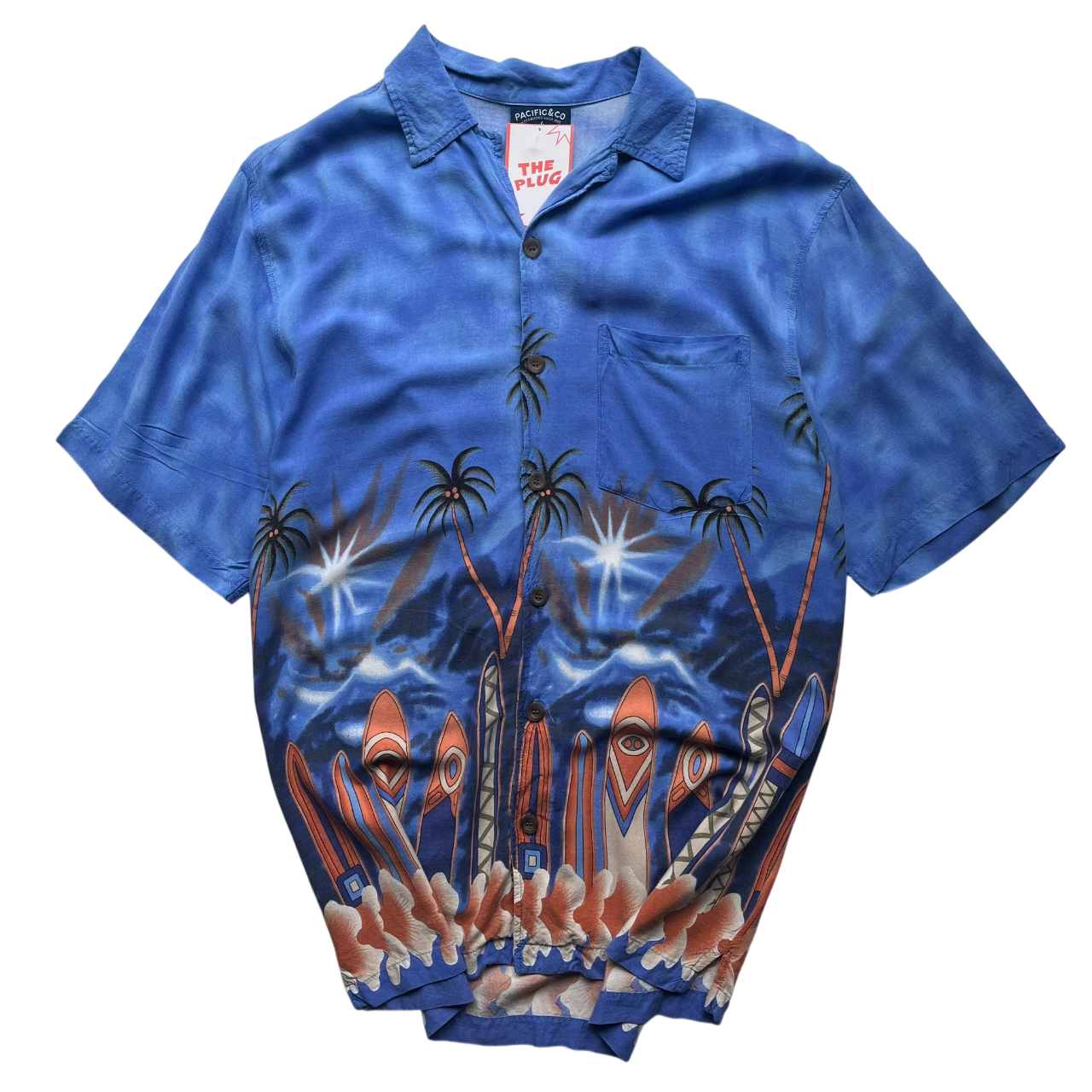 PACIFIC & CO HAWAIIAN PALM TREE SURF SHIRT (M)