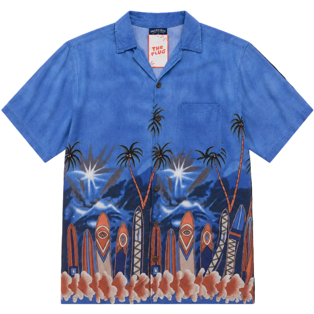 PACIFIC & CO HAWAIIAN PALM TREE SURF SHIRT (M)