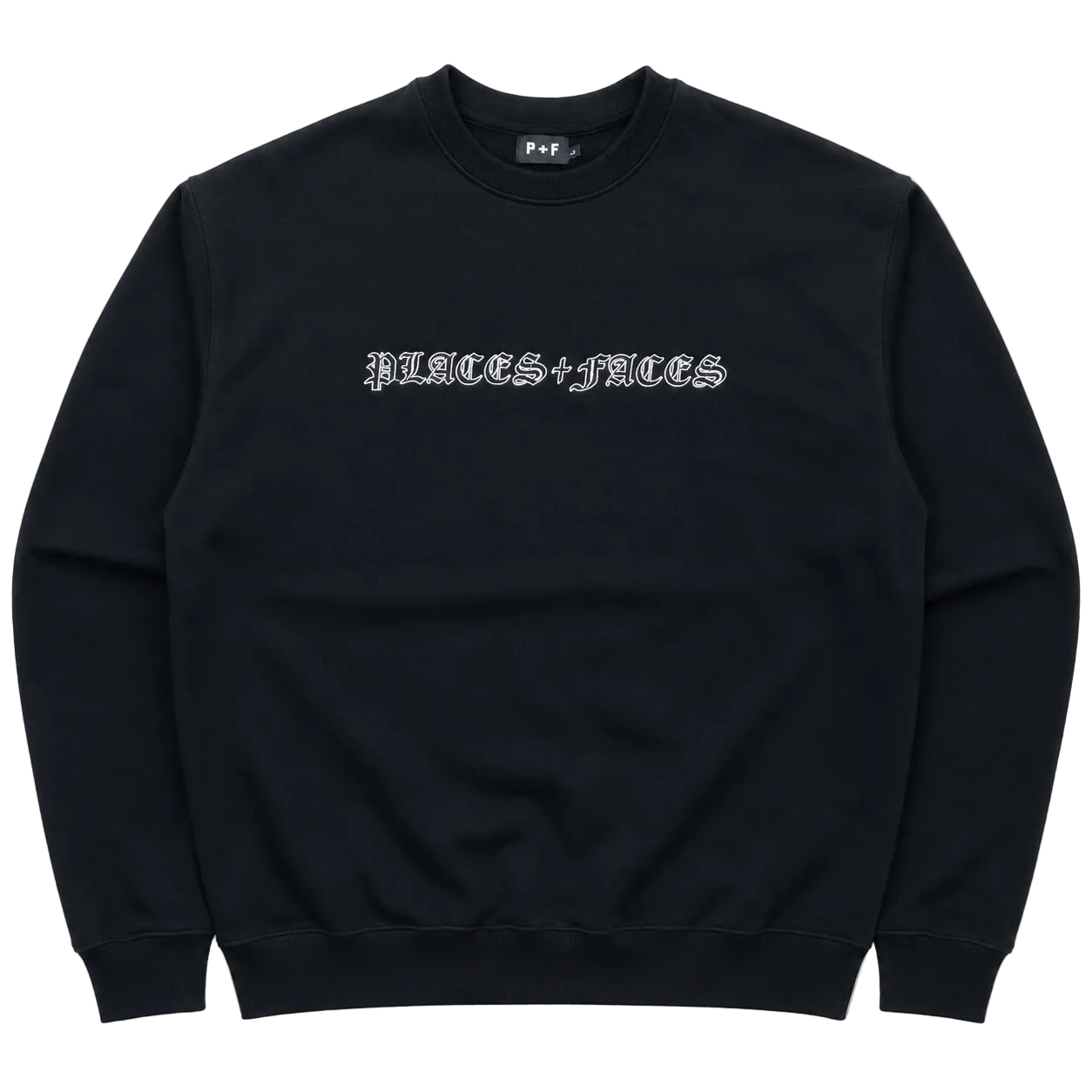 PLACES + FACES EMBROIDERED SPELLOUT SWEATER (L)