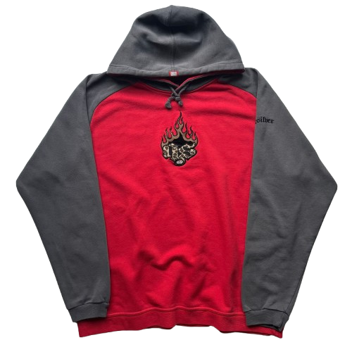QUIKSILVER LEOPARD FLAME LOGO HOODIE (L)