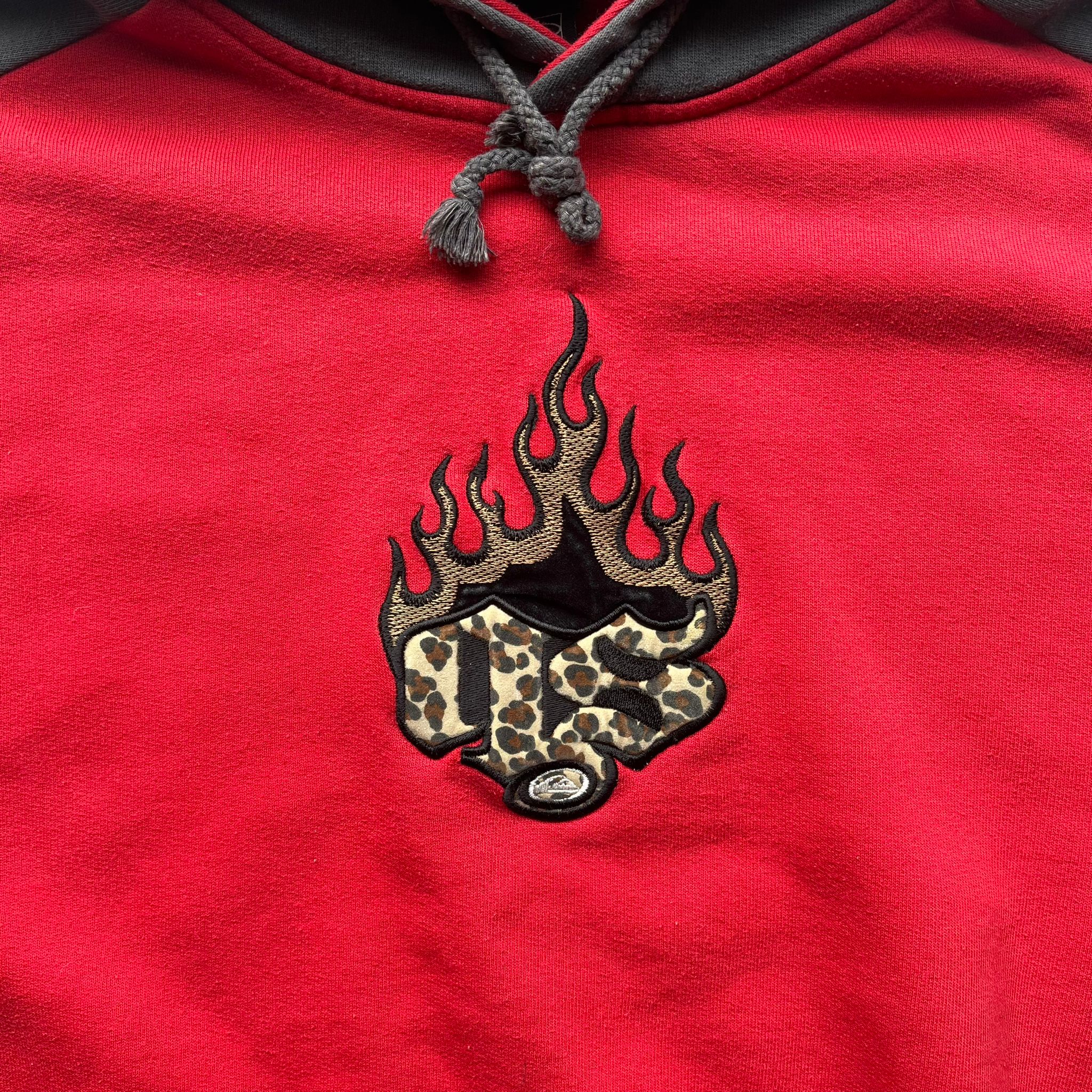 QUIKSILVER LEOPARD FLAME LOGO HOODIE (L)