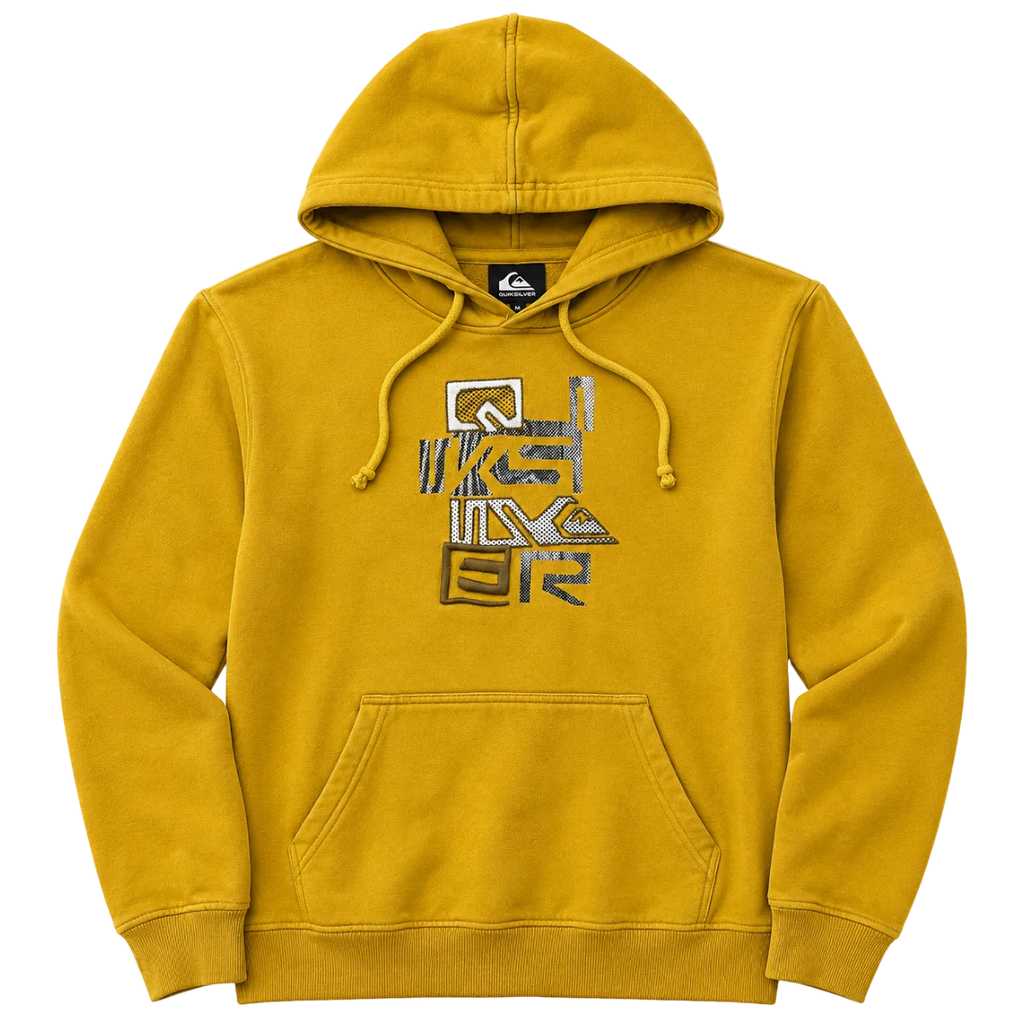 QUIKSILVER MUSTARD GRAPHIC LOGO HOODIE (XL)