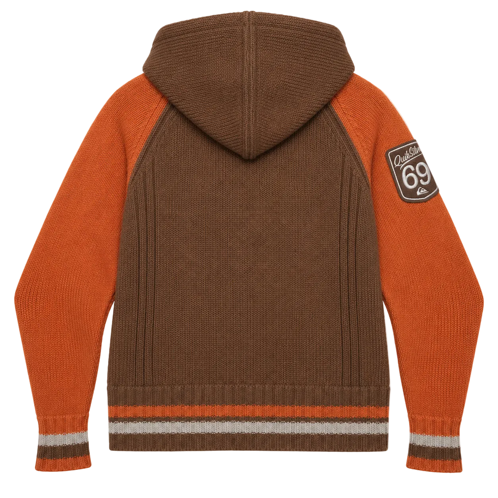 QUIKSILVER SPELL OUT KNITTED ZIP-UP HOODIE (L)
