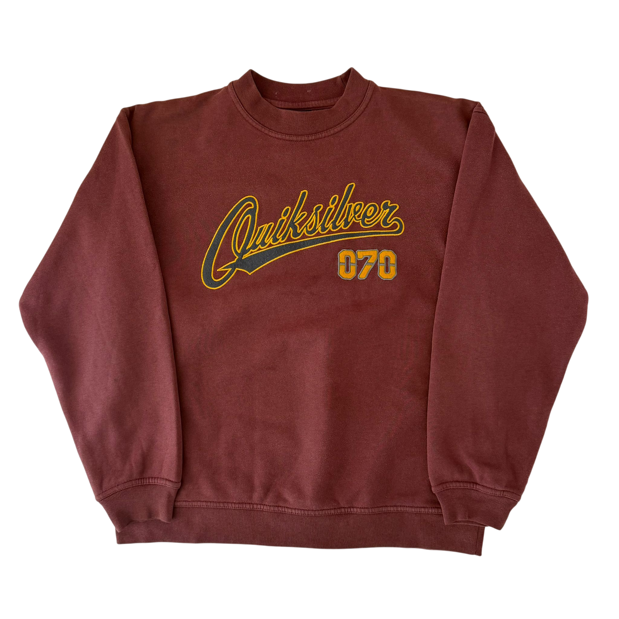 QUIKSILVER 070 EMBROIDERED SPELL OUT SWEATER (S)