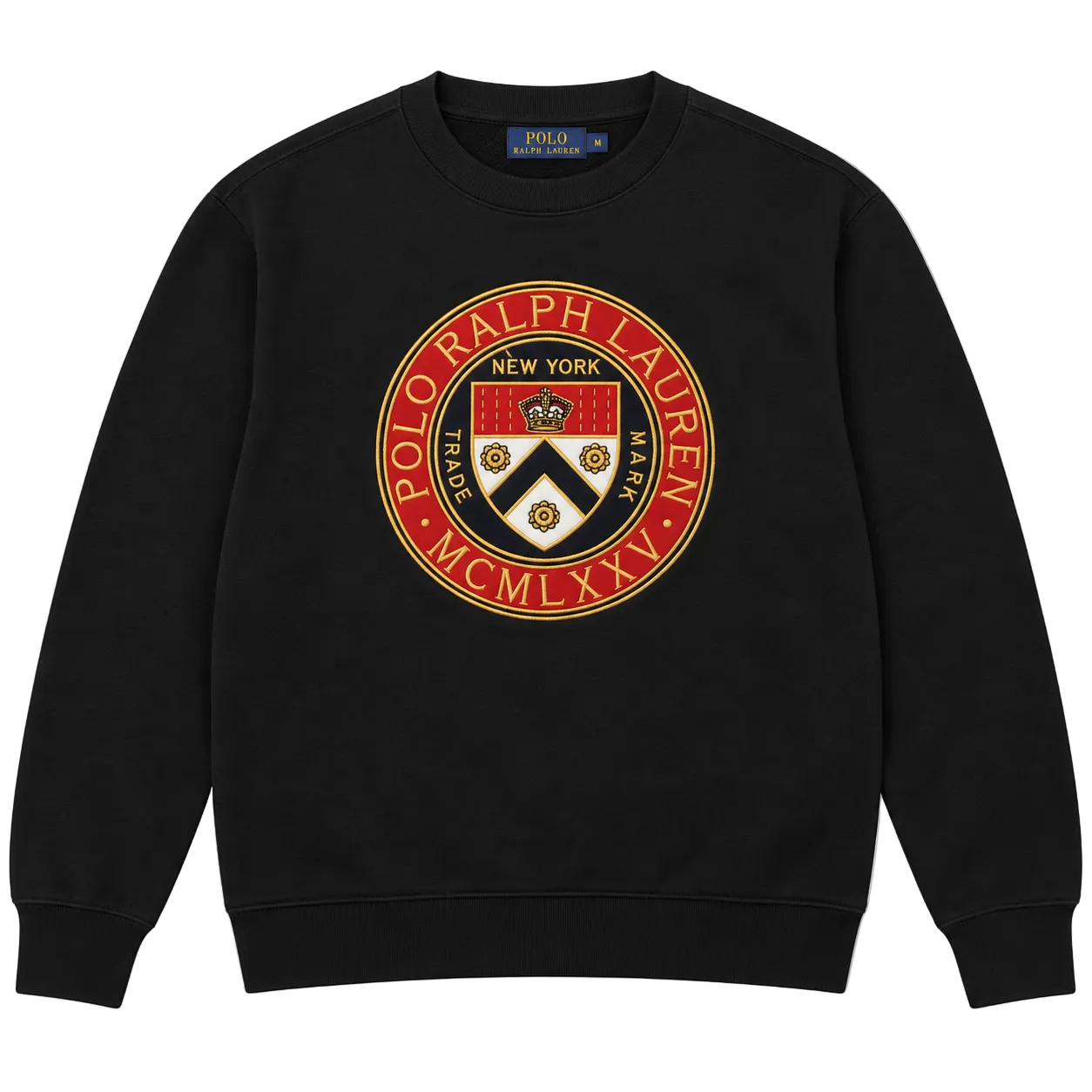 POLO RALPH LAUREN EMBROIDERED CREST LOGO SWEATER (M)