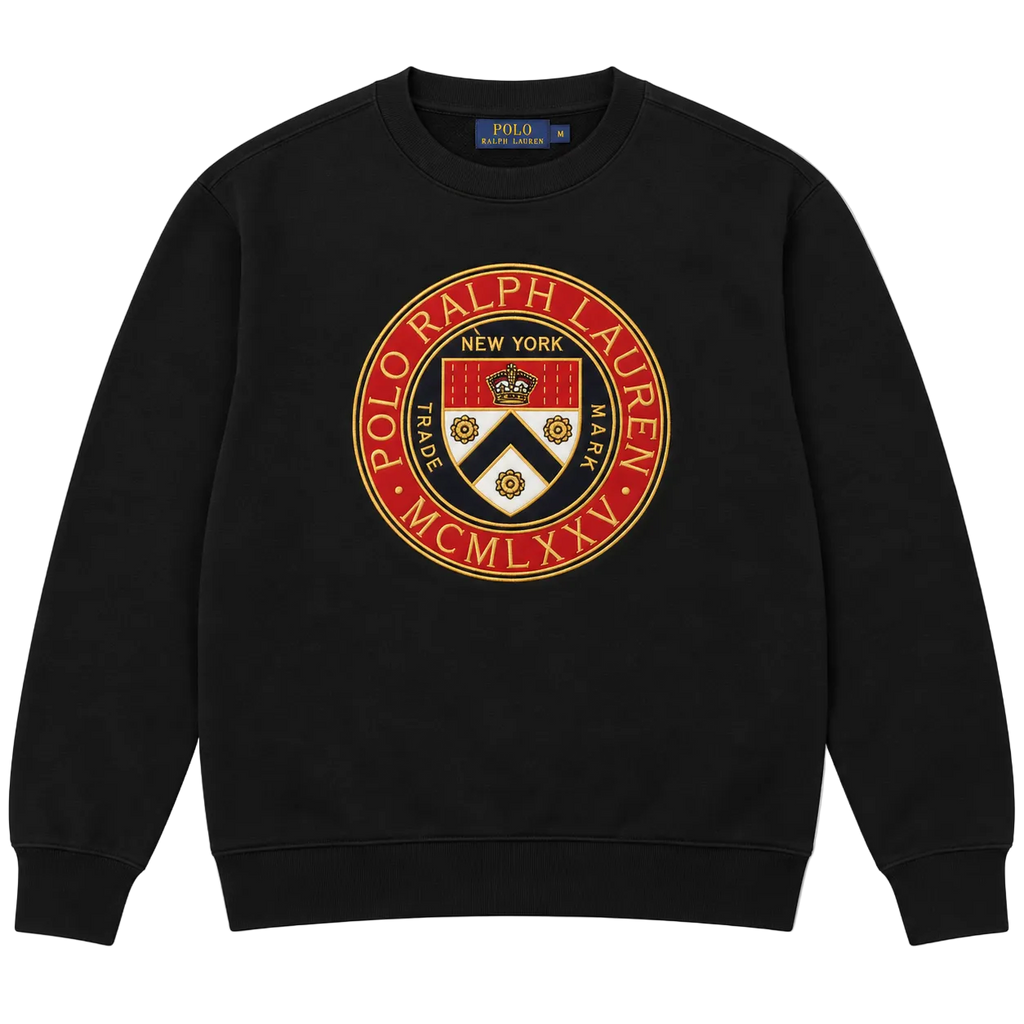 POLO RALPH LAUREN EMBROIDERED CREST LOGO SWEATER (M)