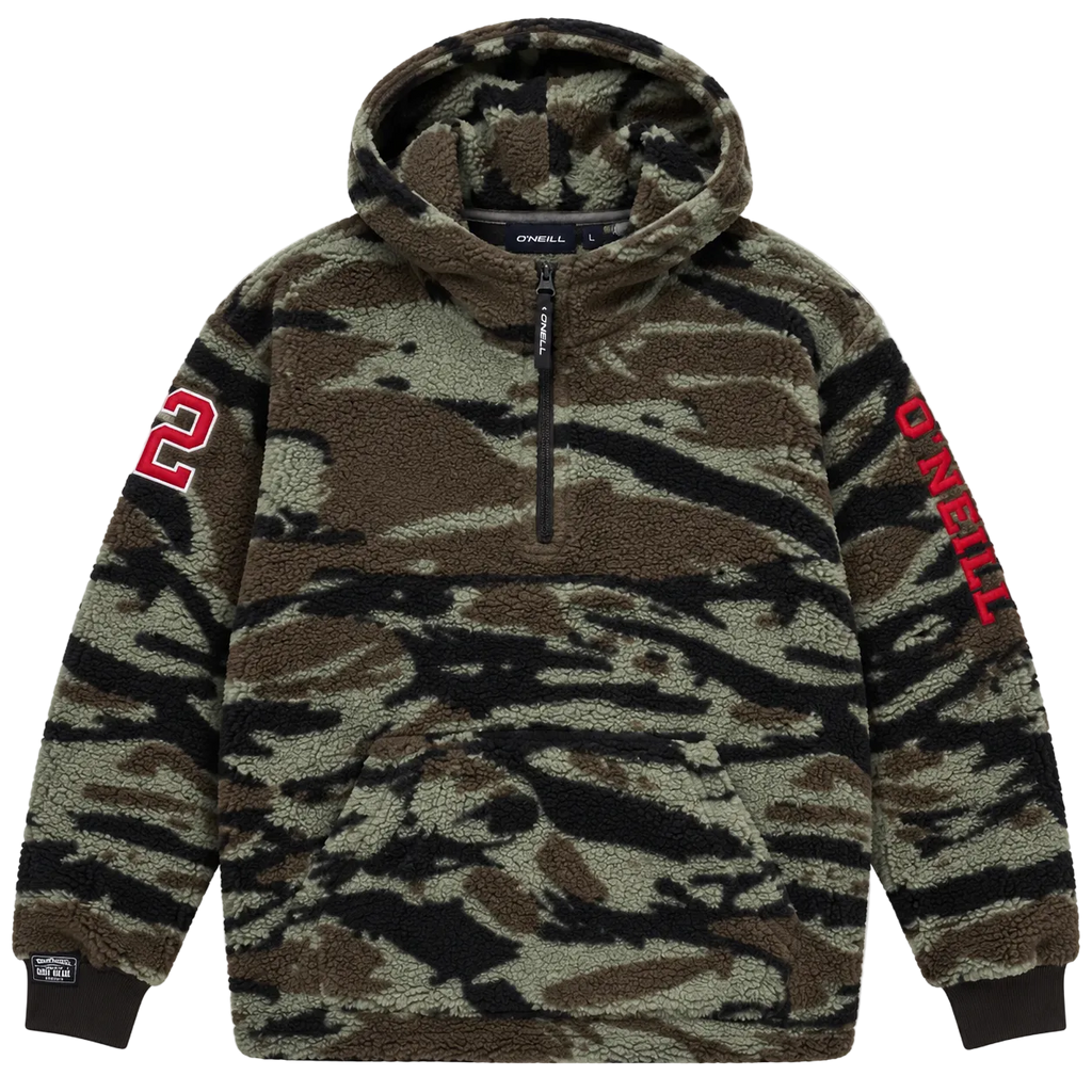O'NEILL CAMO SHERPA FLEECE QUARTER ZIP HOODIE (L)