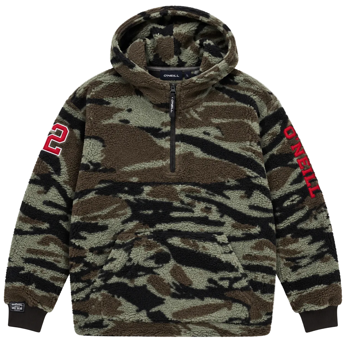 O'NEILL CAMO SHERPA FLEECE QUARTER ZIP HOODIE (L)