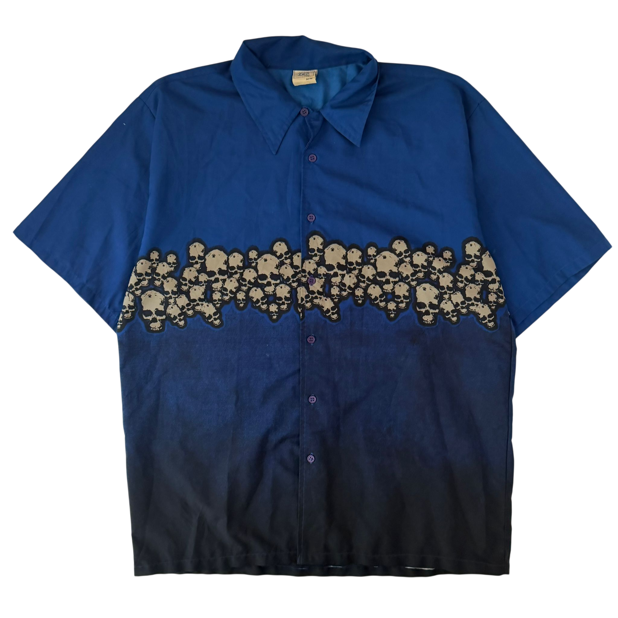 SKULL PRINT BUTTON UP SHIRT (M)
