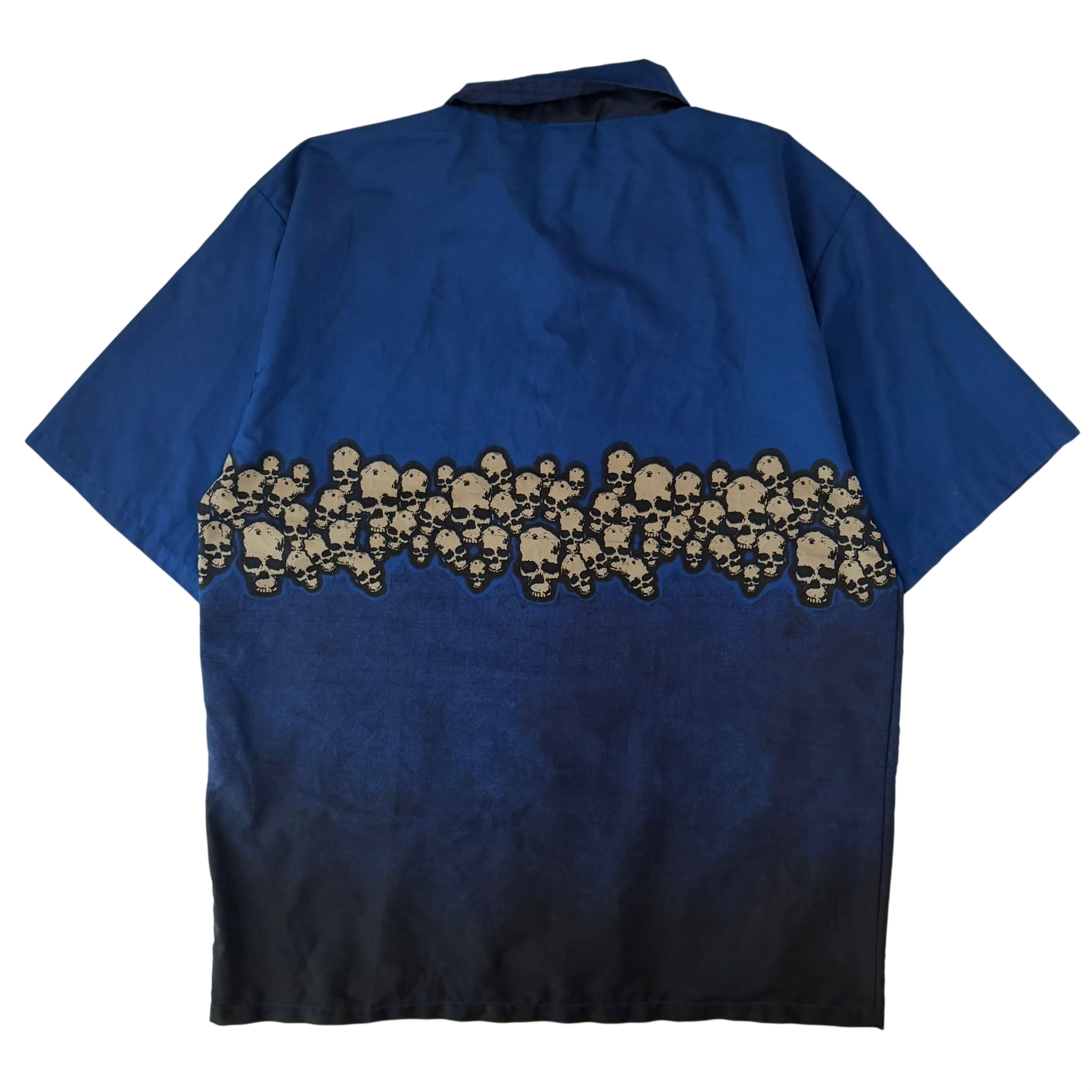 SKULL PRINT BUTTON UP SHIRT (M)