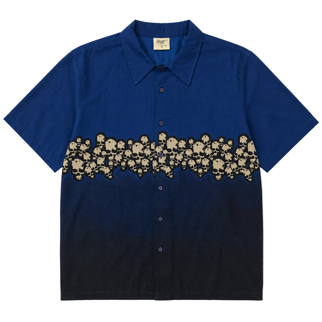 SKULL PRINT BUTTON UP SHIRT (M)