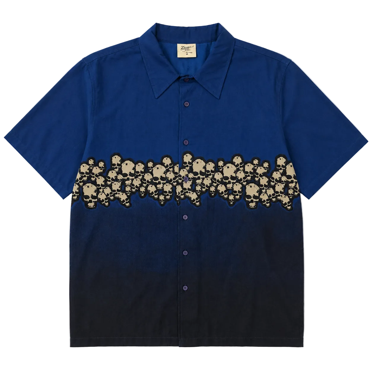 SKULL PRINT BUTTON UP SHIRT (M)