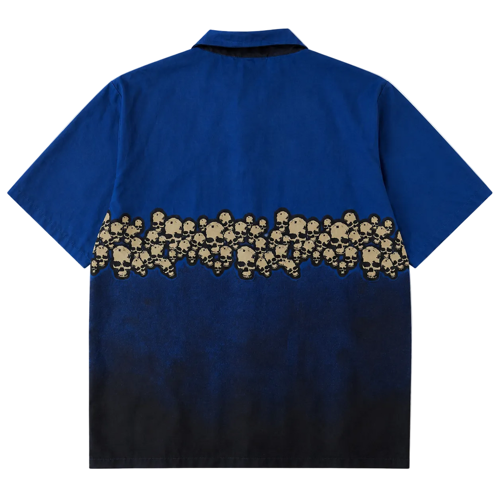 SKULL PRINT BUTTON UP SHIRT (M)