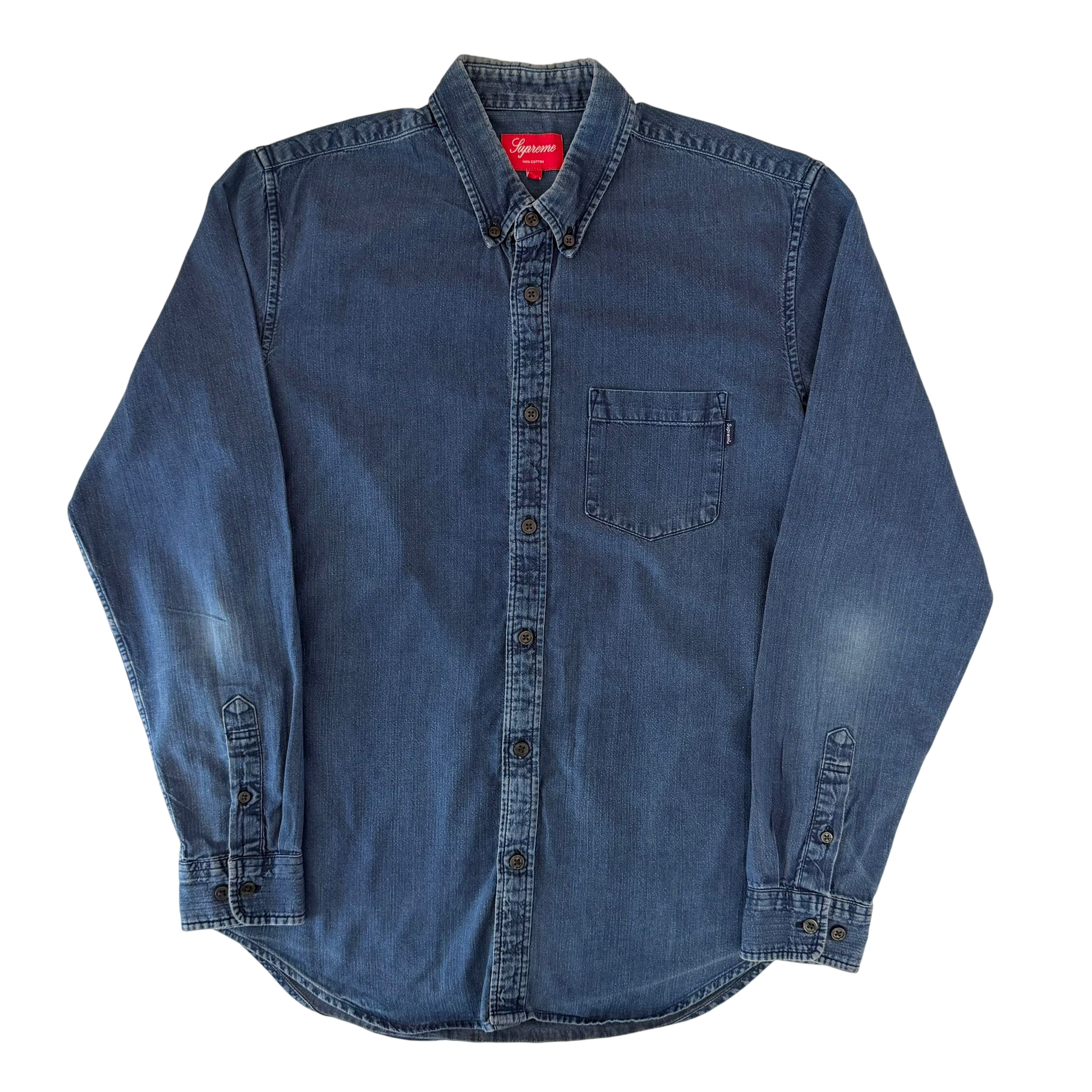 SUPREME DENIM LONG SLEEVE SHIRT (M)