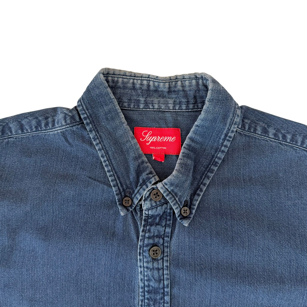 SUPREME DENIM LONG SLEEVE SHIRT (M)