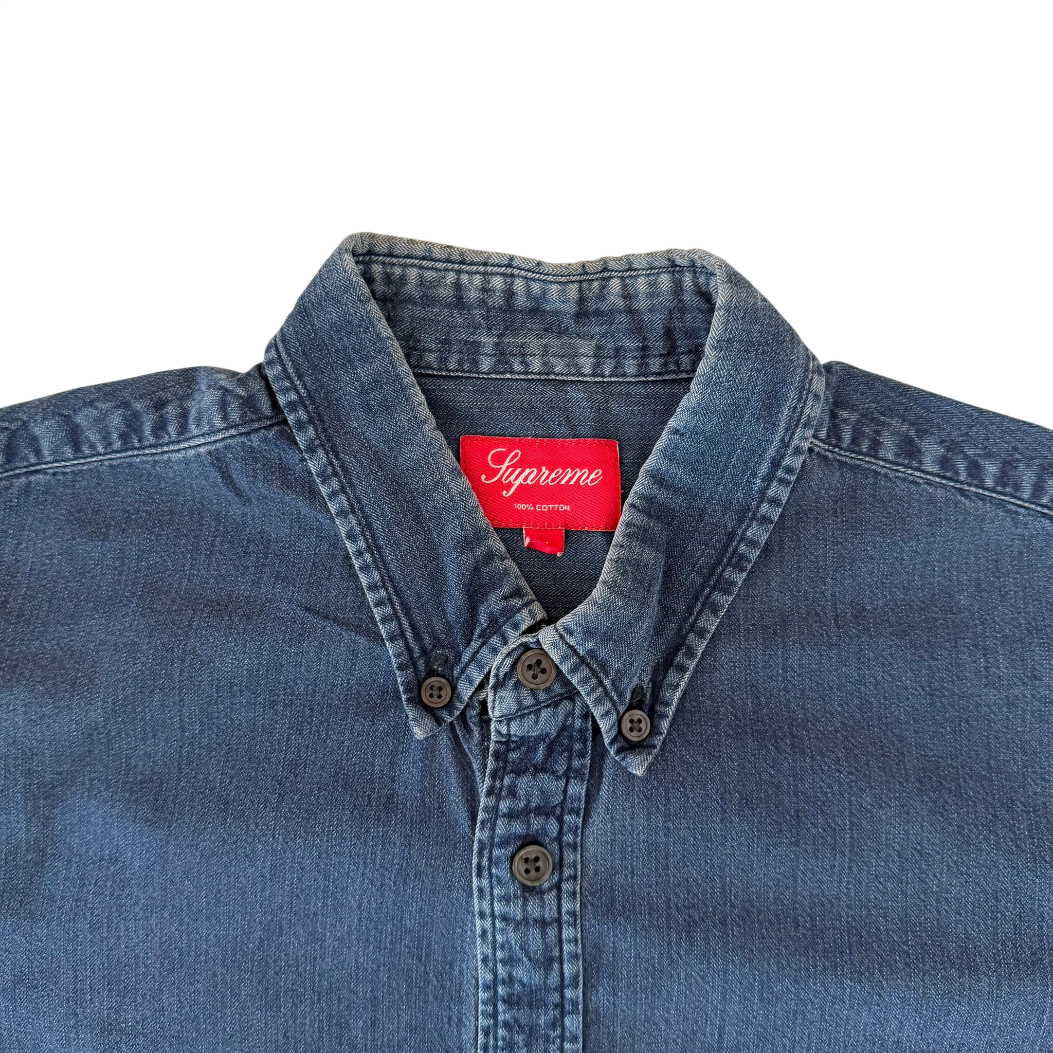 SUPREME DENIM LONG SLEEVE SHIRT (M)