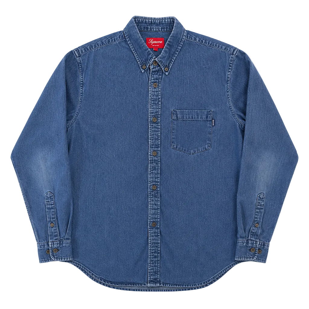 SUPREME DENIM LONG SLEEVE SHIRT (M)