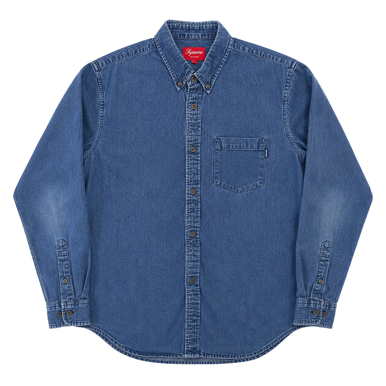 SUPREME DENIM LONG SLEEVE SHIRT (M)