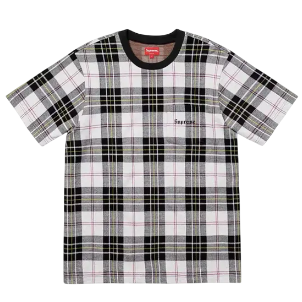 SUPREME JACQUARD TARTAN PLAID POCKET TEE (XL)