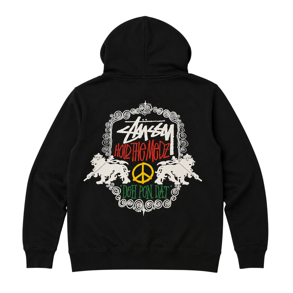 STUSSY LION SHIELD RASTA HOODIE (M)