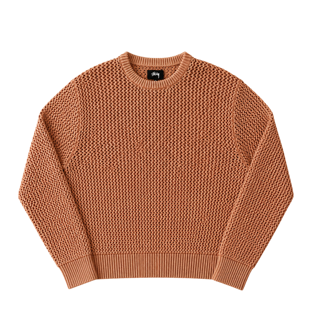 STUSSY PEACH LOOSE GAUGE KNIT SWEATER (S)