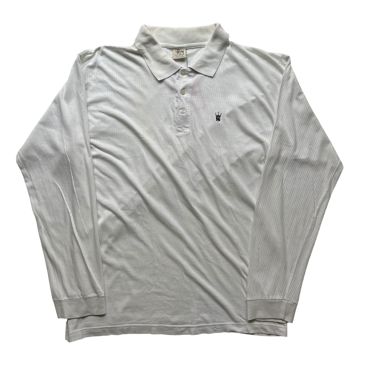 STUSSY SMALL EMBROIDERED LOGO POLO LONGSLEEVE (L)