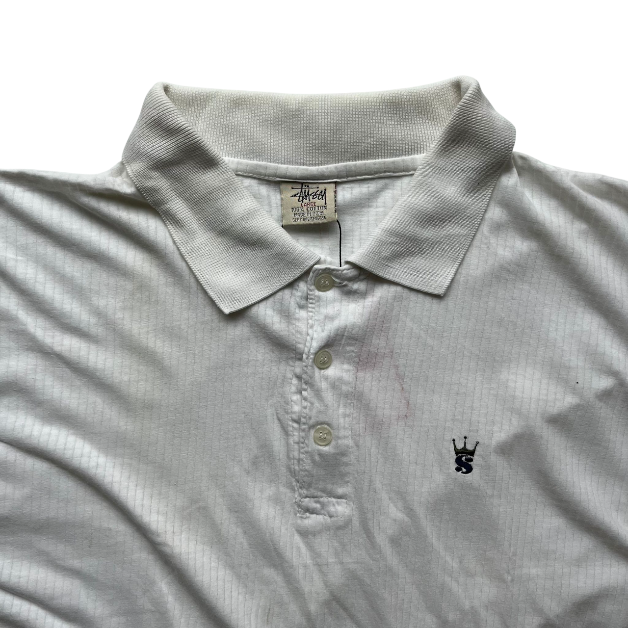 STUSSY SMALL EMBROIDERED LOGO POLO LONGSLEEVE (L)