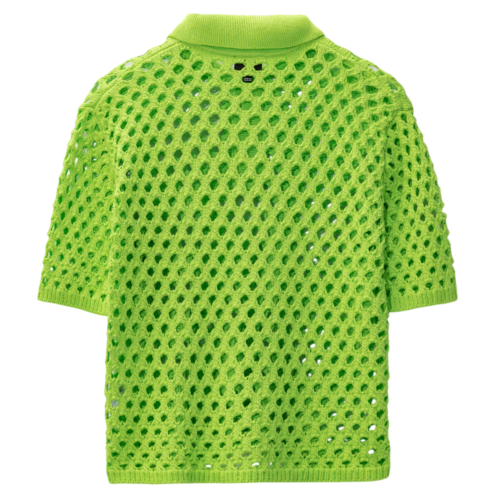 STUSSY OPEN KNIT POLO TEE (S)