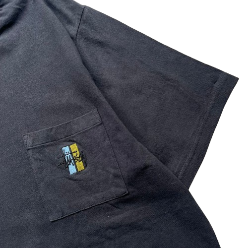 STUSSY EMBROIDERED LOGO POCKET TEE (M)