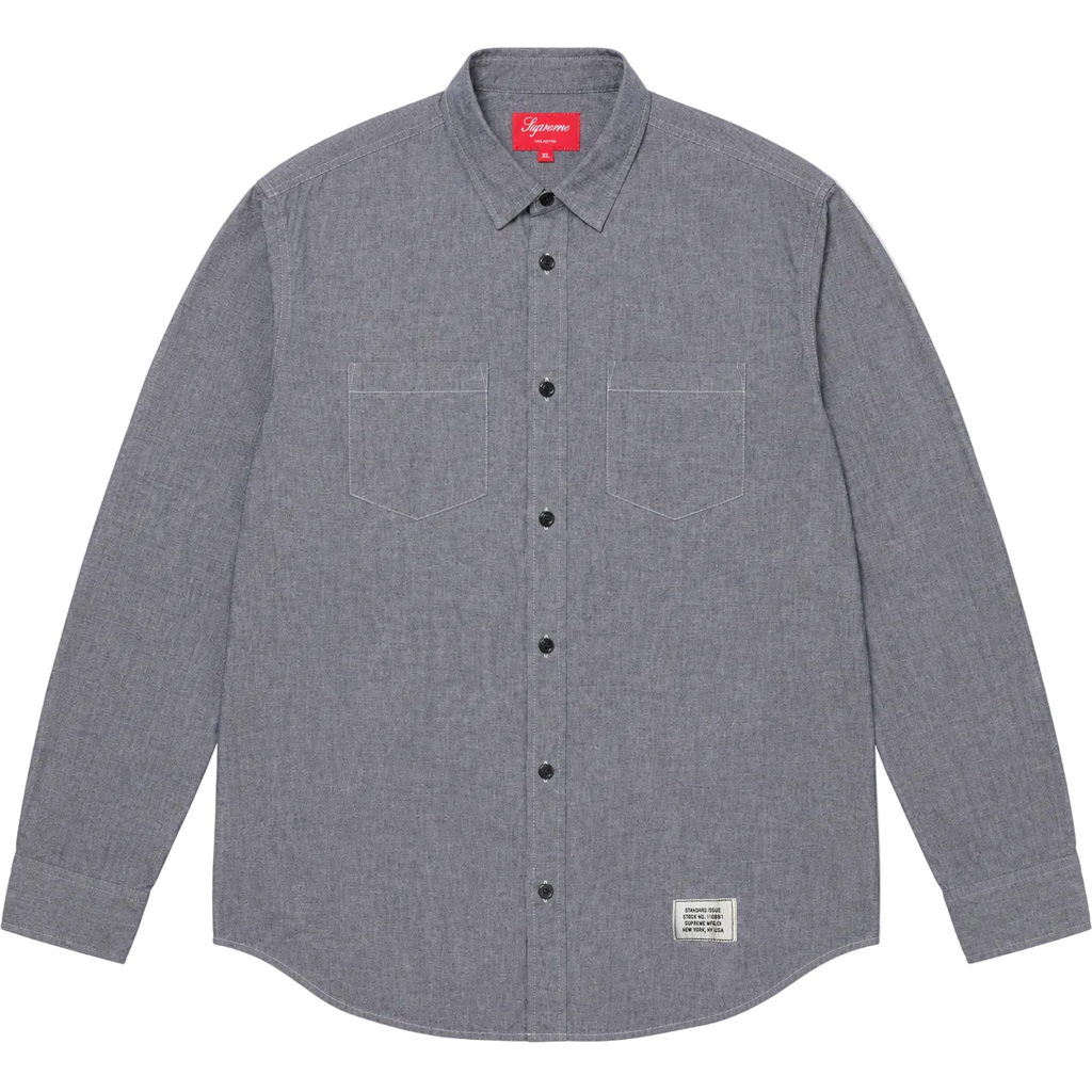SUPREME GREY LONG SLEEVE SHIRT (XL)