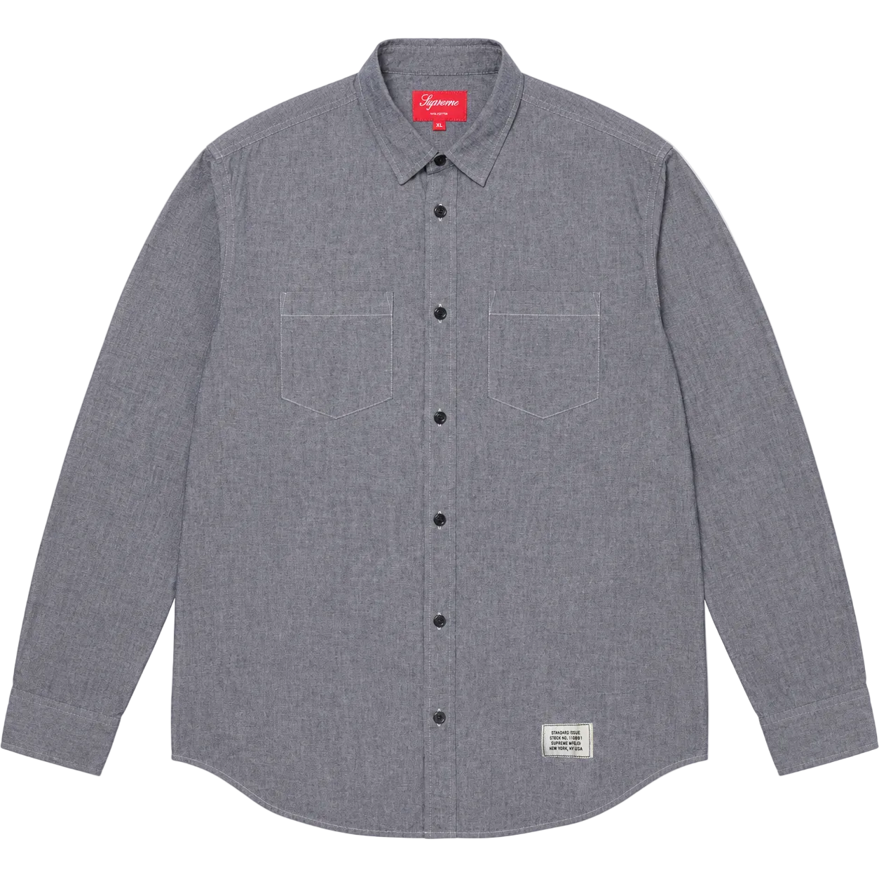 SUPREME GREY LONG SLEEVE SHIRT (XL)