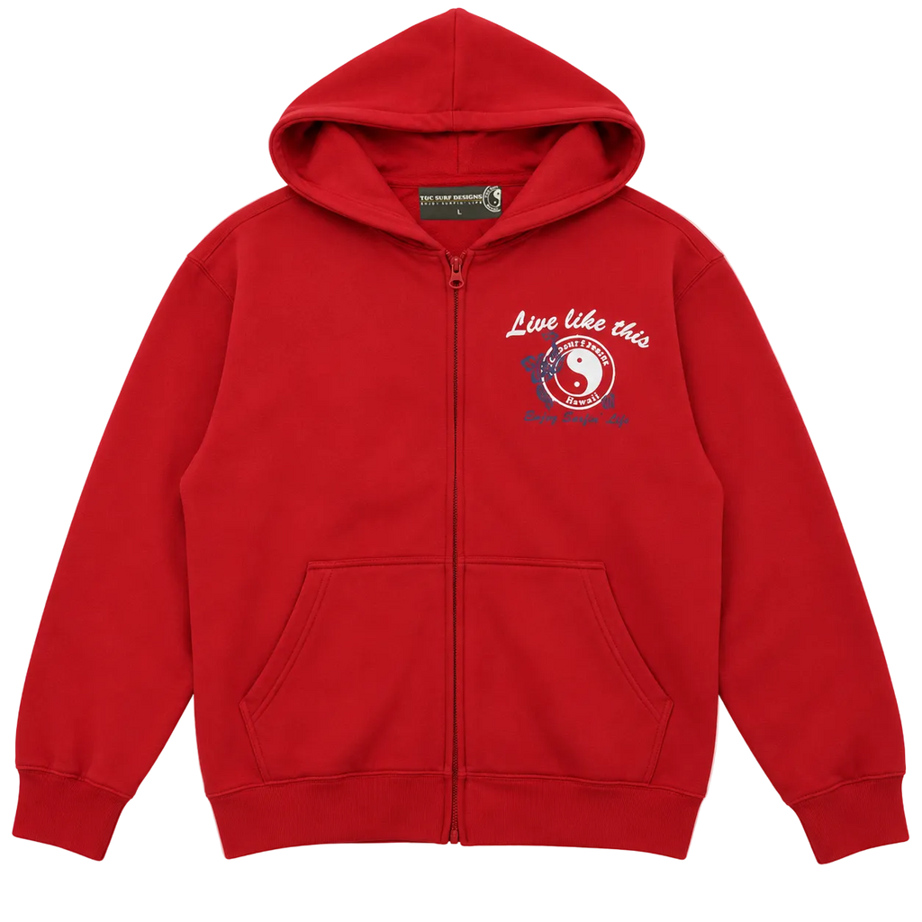 T&C SURF DESIGNS HAWAII GRAPHIC ZIP-UP HOODIE (L)
