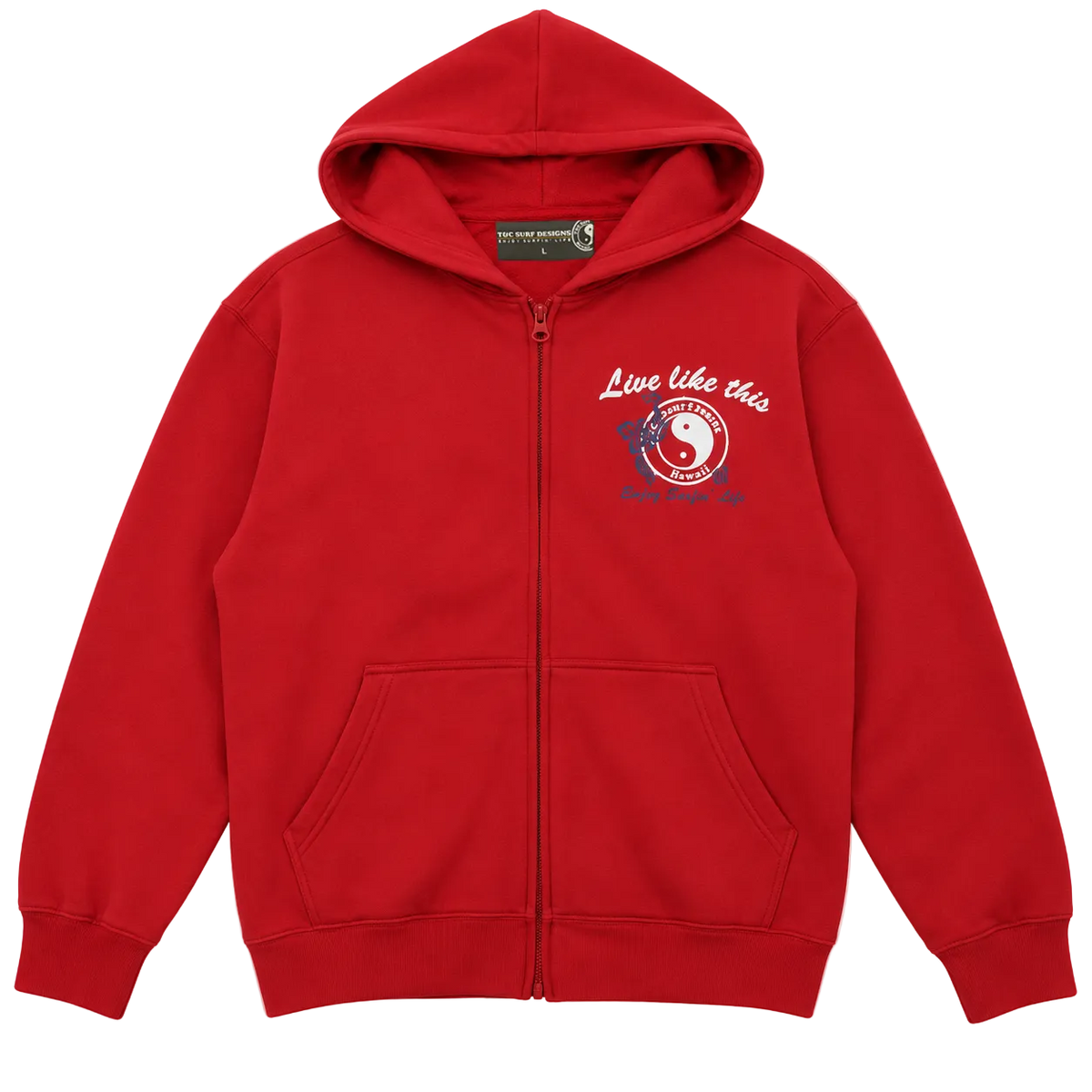 T&C SURF DESIGNS HAWAII GRAPHIC ZIP-UP HOODIE (L)