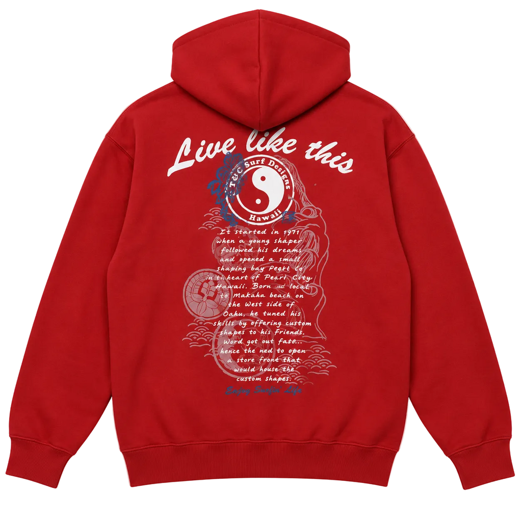 T&C SURF DESIGNS HAWAII GRAPHIC ZIP-UP HOODIE (L)