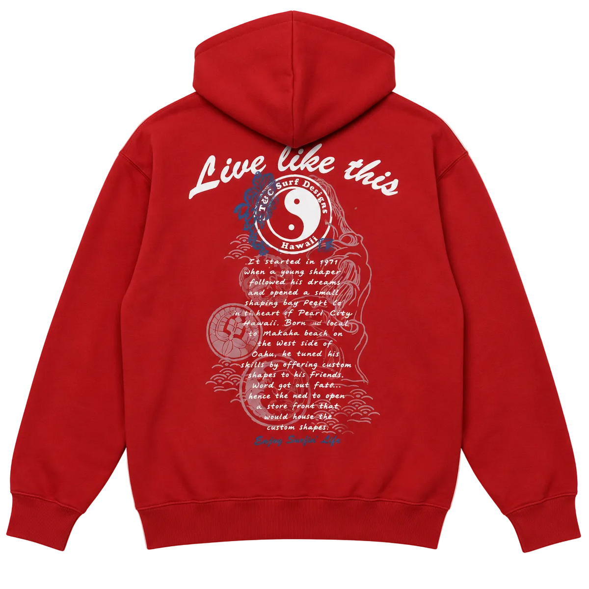 T&C SURF DESIGNS HAWAII GRAPHIC ZIP-UP HOODIE (L)