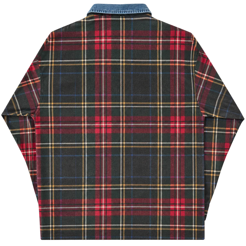TOMMY JEANS PLAID FLANNEL QUARTER ZIP SHIRT (XXL)