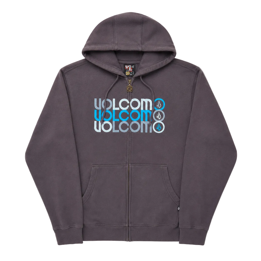 VOLCOM BROWN GRAPHIC LOGO ZIP-UP HOODIE (M)