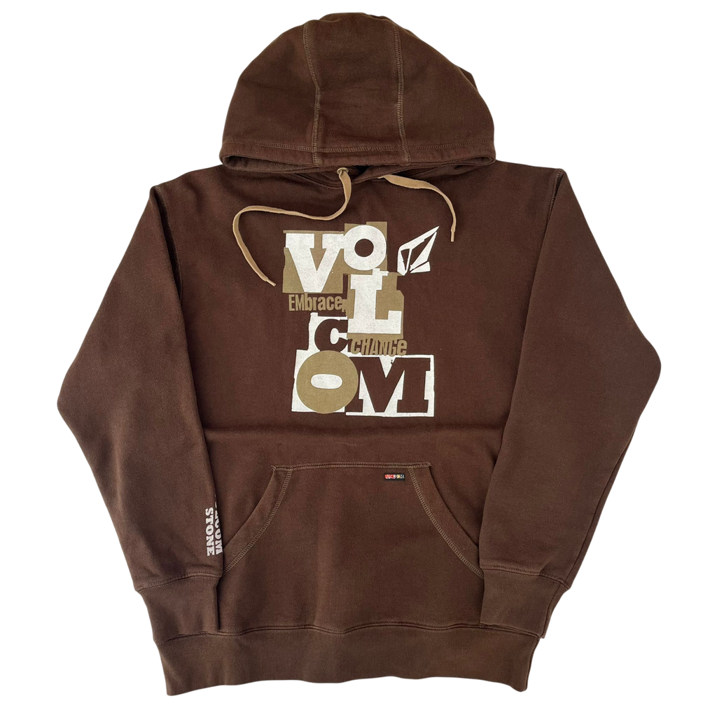 VOLCOM BROWN GRAPHIC LOGO HOODIE (M)