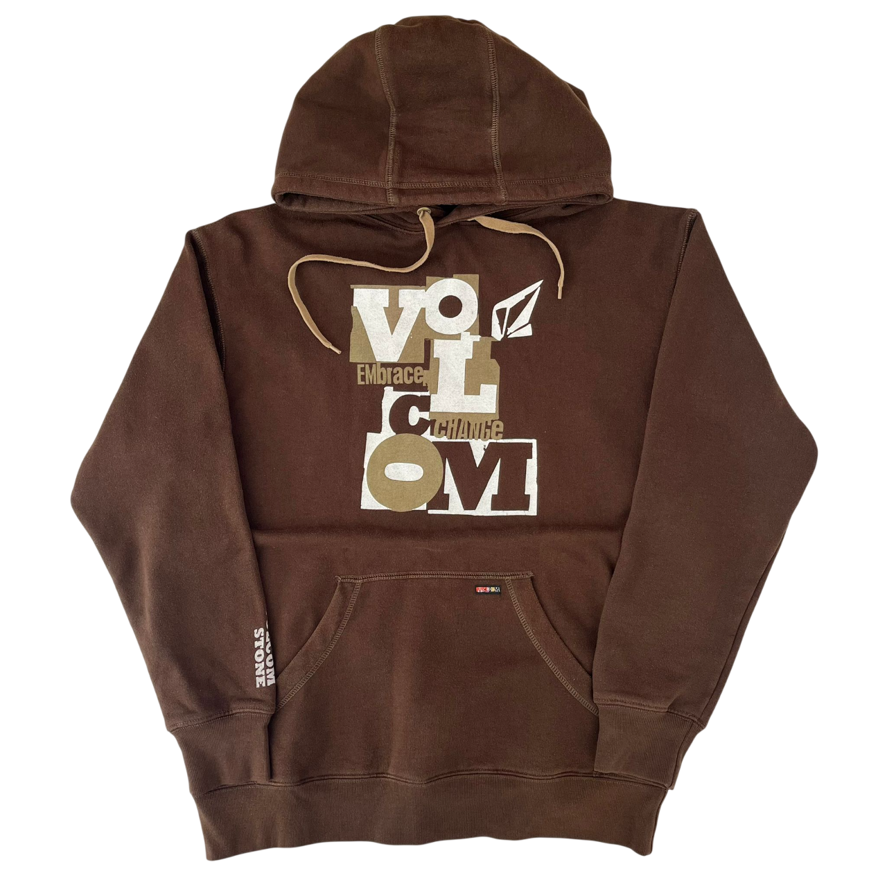 VOLCOM BROWN GRAPHIC LOGO HOODIE (M)
